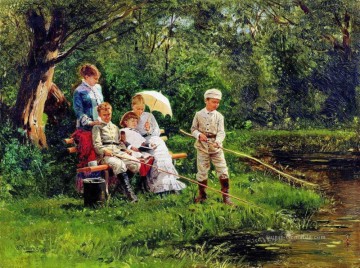 Impressionismus Werke - Mittagssonne 1881 Vladimir Makovsky Kind